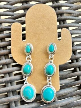 Turquoise Triple-Drop Dangle Earrings - Women Jewelry